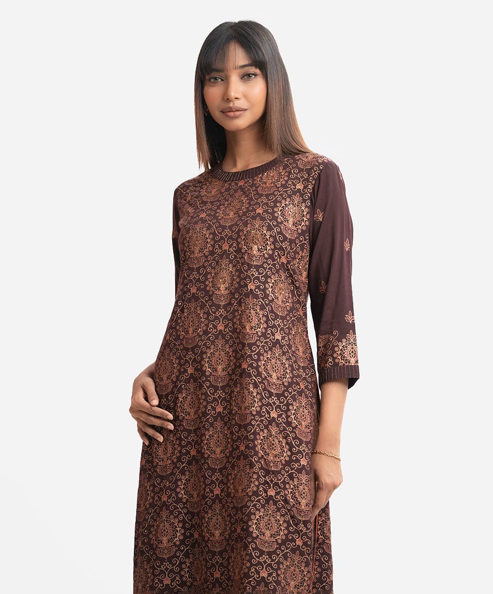 Coffee Viscose Straight Kameez