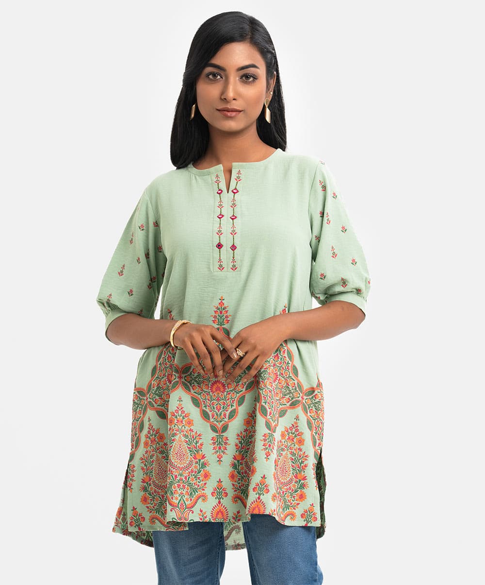 Mint Stretchable Georgette Woven Top