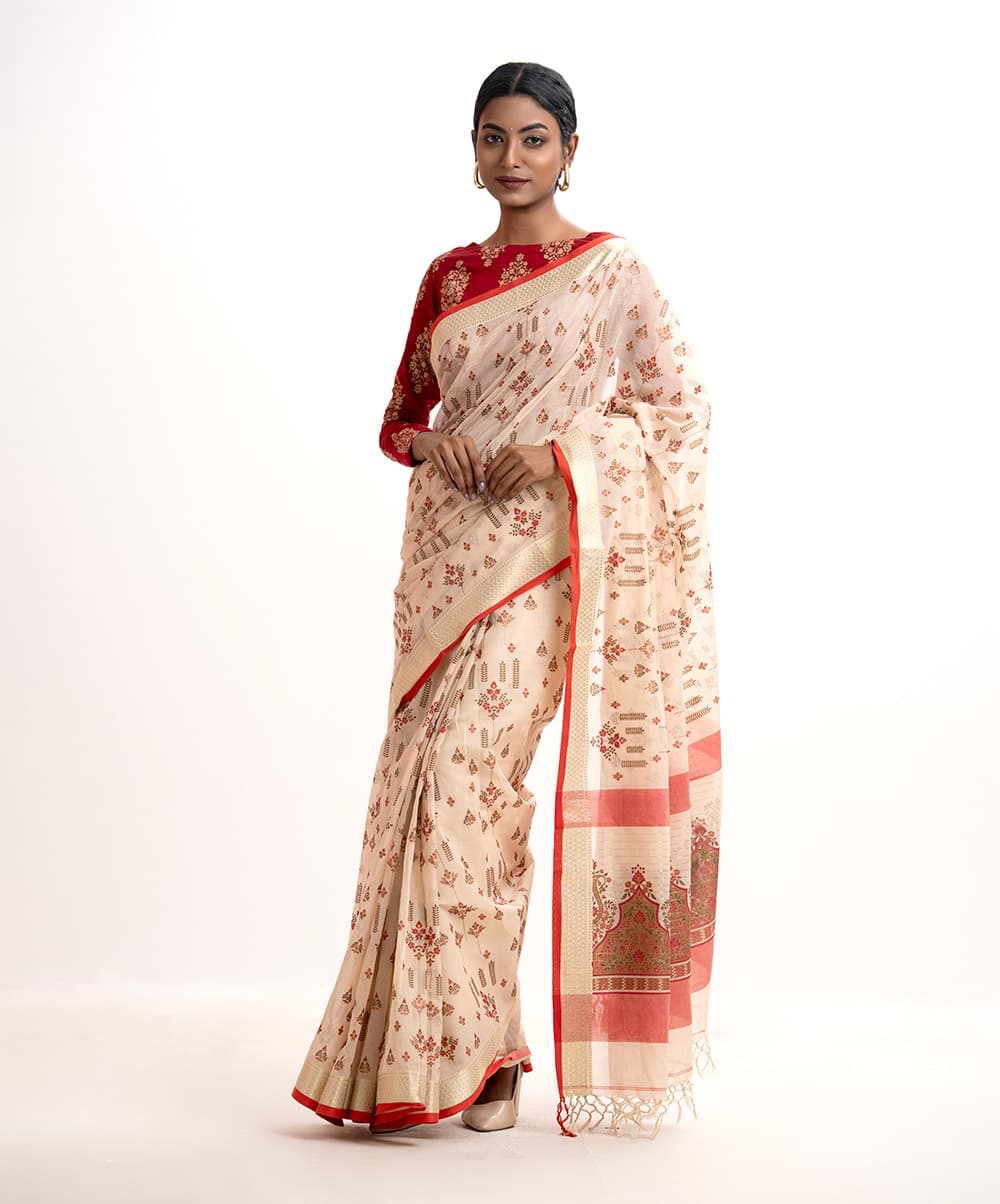 Off-white Cotton Saree