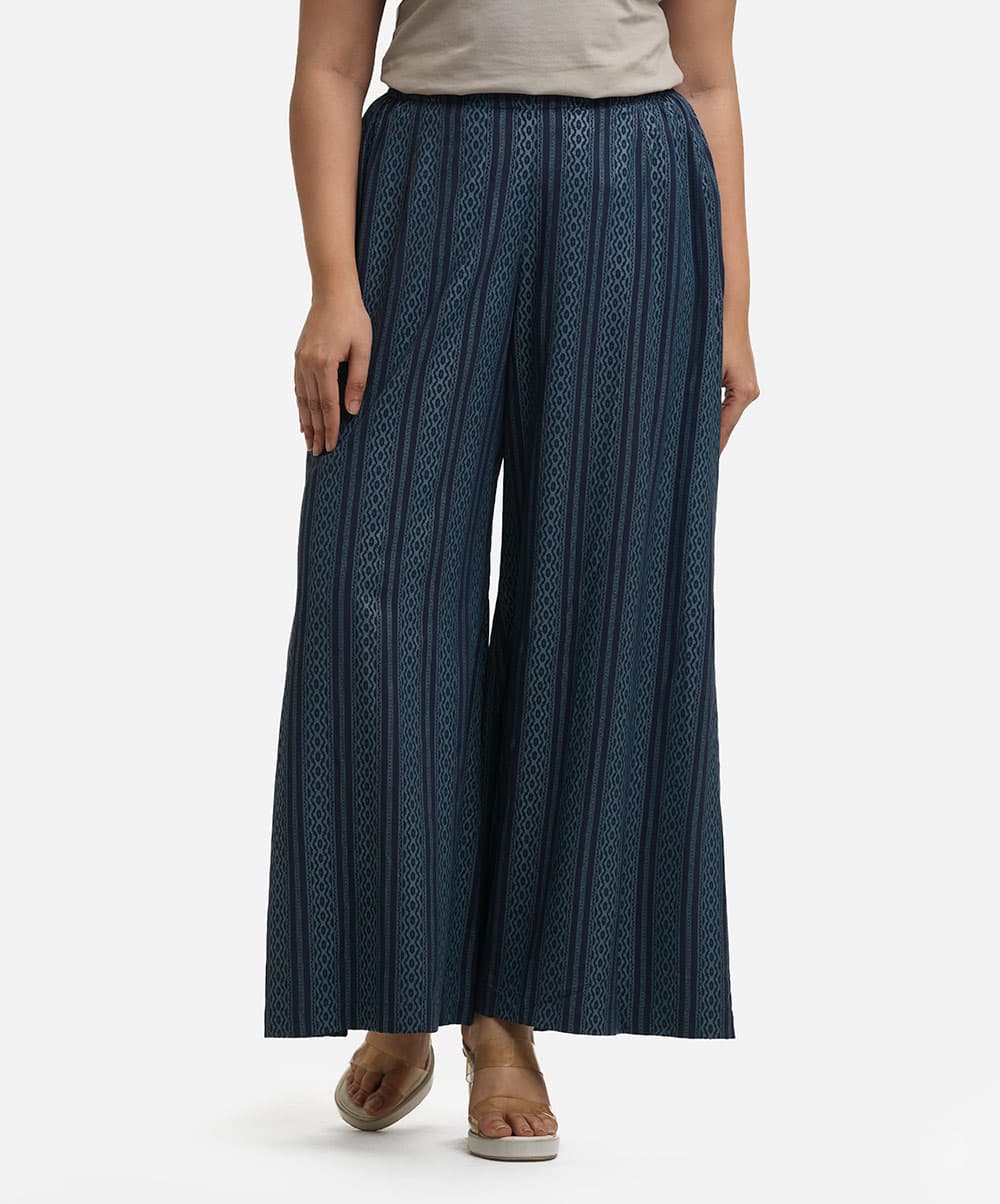 Blue Viscose Skirt Palazzo